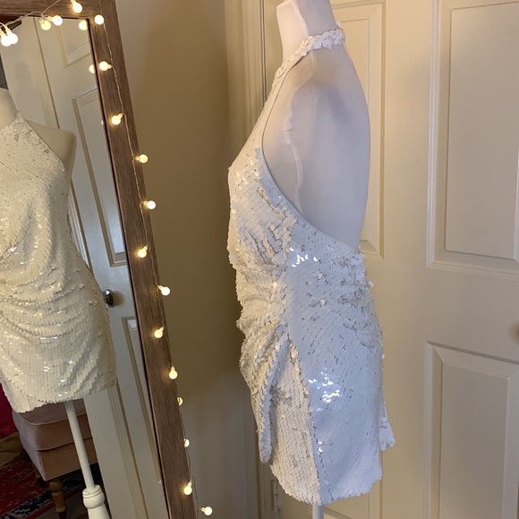 Ronny Kobo Jo Halter Sequin Ruched Open-Back Mini Dress - Picture 10 of 16